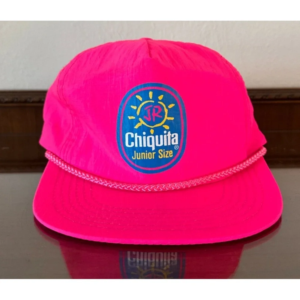RARE Vintage 1990s Chiquita Junior Size Adult‎ Neon Pink Snapback Hat Cap MINT